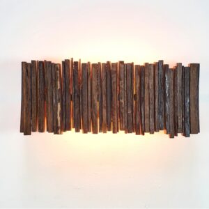Reverse Nellio wine barrel wall sconce, illuminated front view
